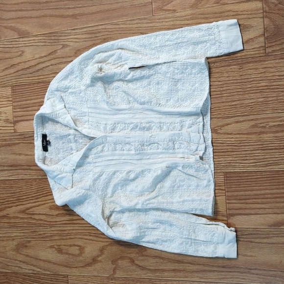 Lulu's Divine Designs Ivory Embroidered Long Sleeve Button Up Top, S - Picture 1 of 6